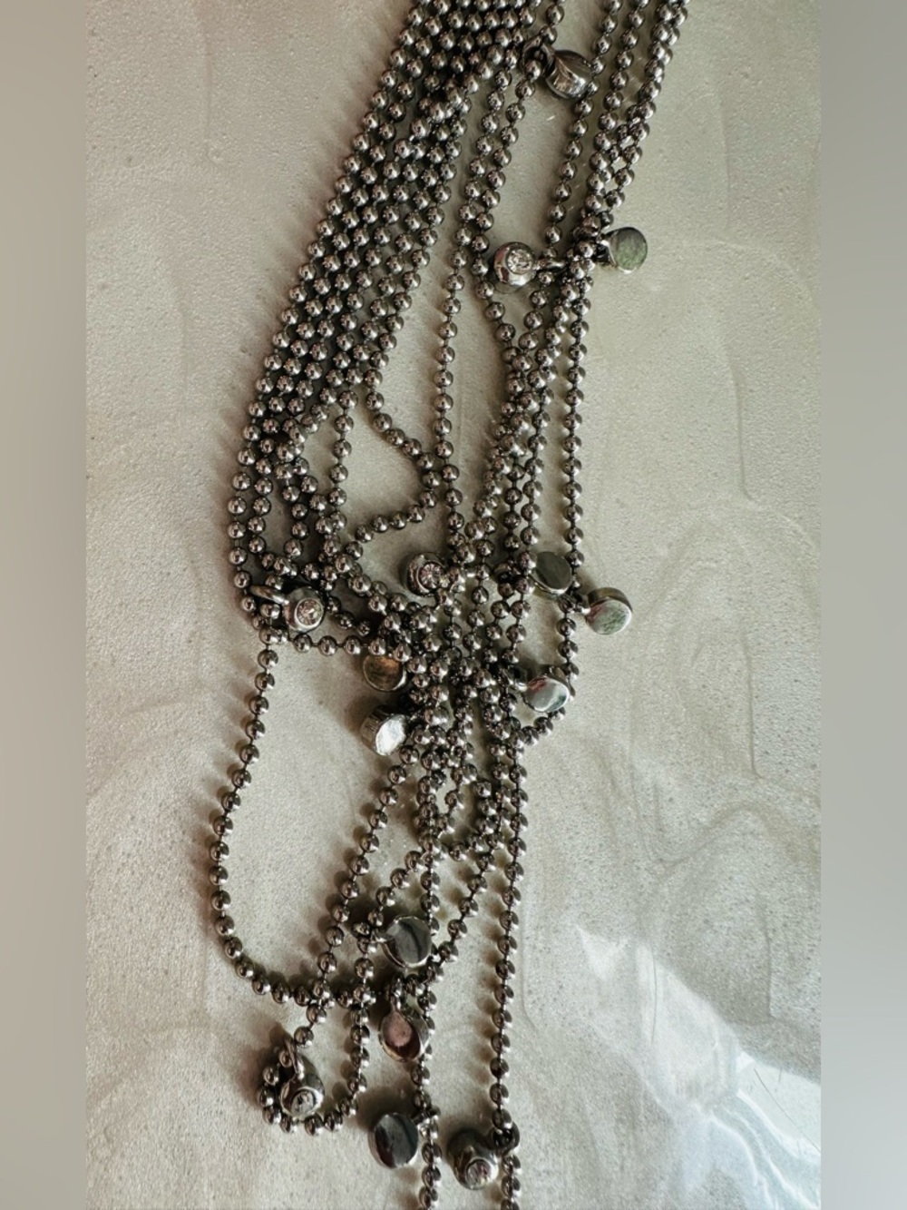 Kenneth Cole Multi-Strand, Silver-tone Ball Chain Necklace. - Picture 13 of 16